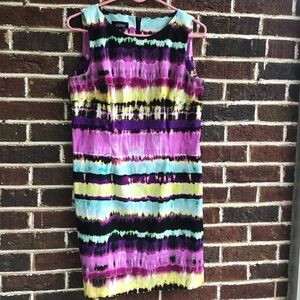 AGB DRESS PETITE, summer color block print, Sz 12P